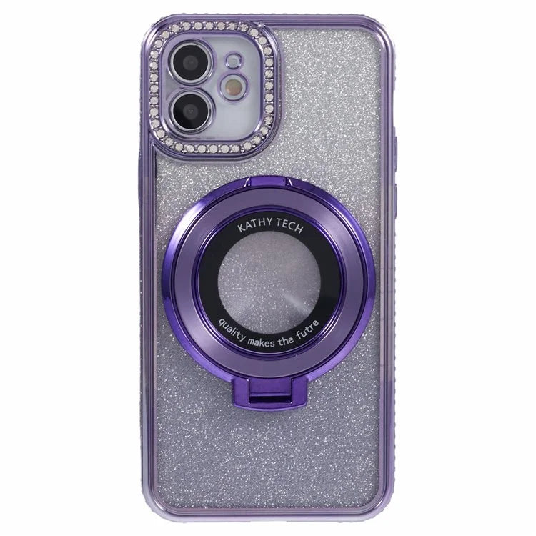 For iPhone 11 Cell Phone Case Gradient TPU Cover with Kickstand  /  Rhinestone