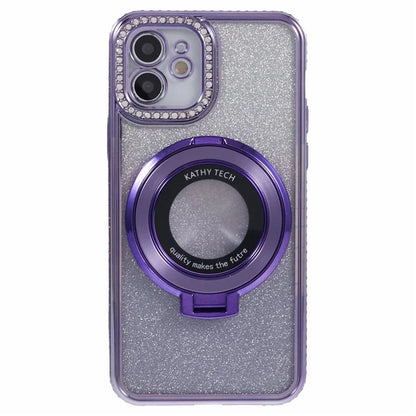 For iPhone 11 Cell Phone Case Gradient TPU Cover with Kickstand  /  Rhinestone
