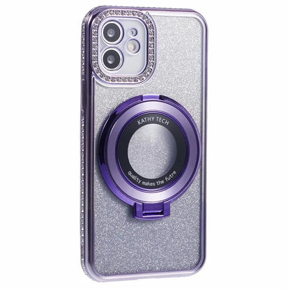 For iPhone 11 Cell Phone Case Gradient TPU Cover with Kickstand  /  Rhinestone
