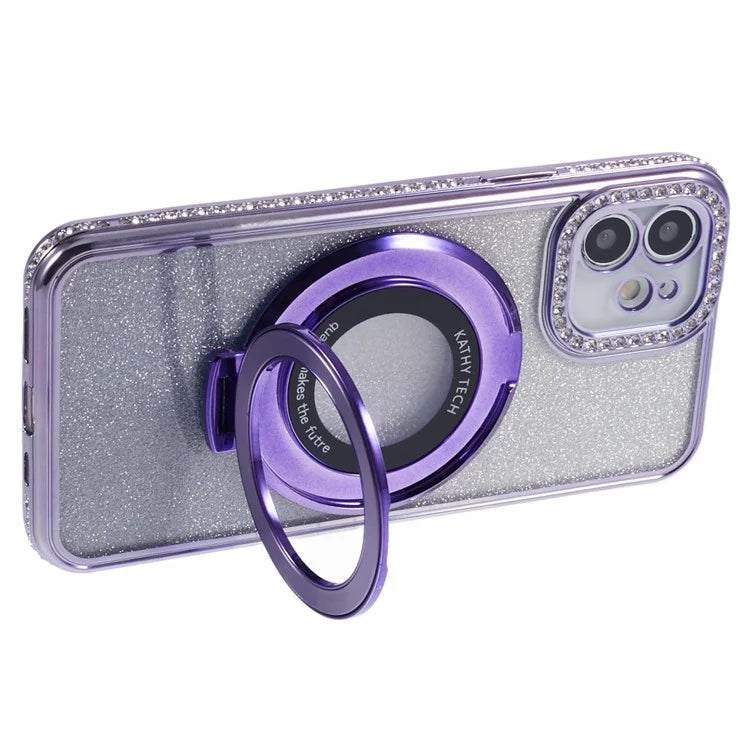 For iPhone 11 Cell Phone Case Gradient TPU Cover with Kickstand  /  Rhinestone