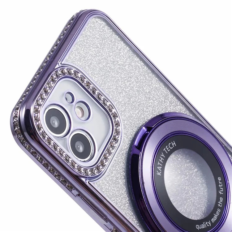 For iPhone 11 Cell Phone Case Gradient TPU Cover with Kickstand  /  Rhinestone