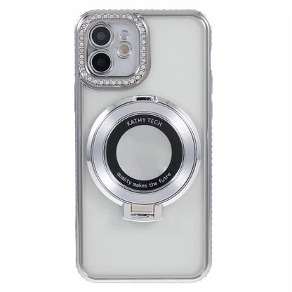 For iPhone 11 Scratch-Proof Case Rhinestones Lens Frame Ring Kickstand Protective Cover