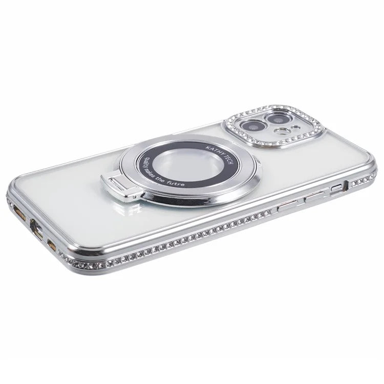 For iPhone 11 Scratch-Proof Case Rhinestones Lens Frame Ring Kickstand Protective Cover