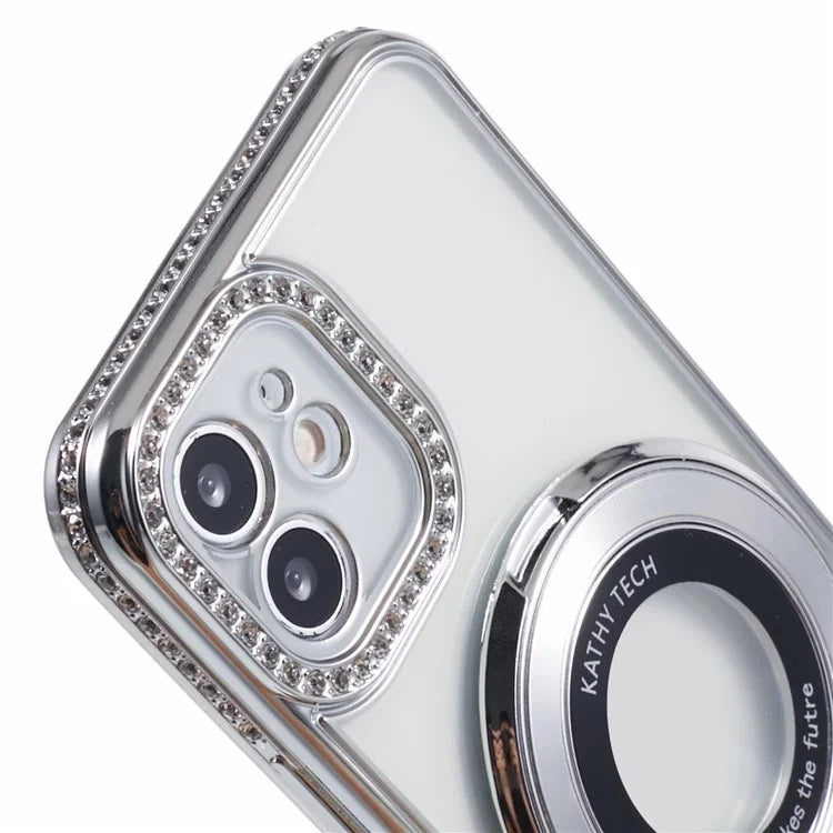 For iPhone 11 Scratch-Proof Case Rhinestones Lens Frame Ring Kickstand Protective Cover