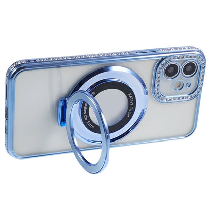 For iPhone 11 Scratch-Proof Case Rhinestones Lens Frame Ring Kickstand Protective Cover