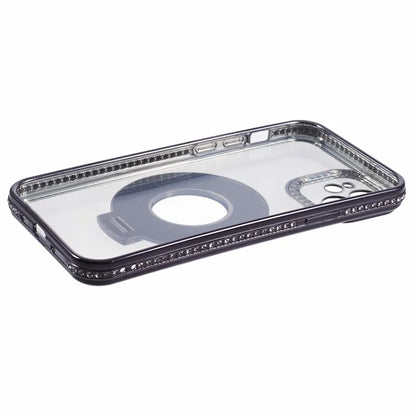 For iPhone 11 Scratch-Proof Case Rhinestones Lens Frame Ring Kickstand Protective Cover