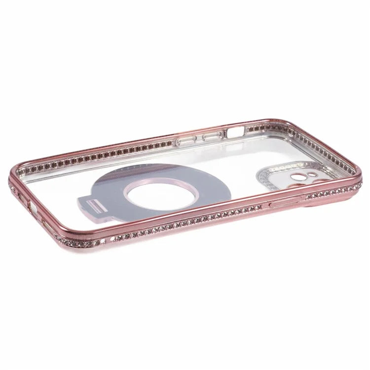 For iPhone 11 Scratch-Proof Case Rhinestones Lens Frame Ring Kickstand Protective Cover
