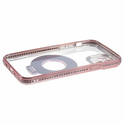 For iPhone 11 Scratch-Proof Case Rhinestones Lens Frame Ring Kickstand Protective Cover