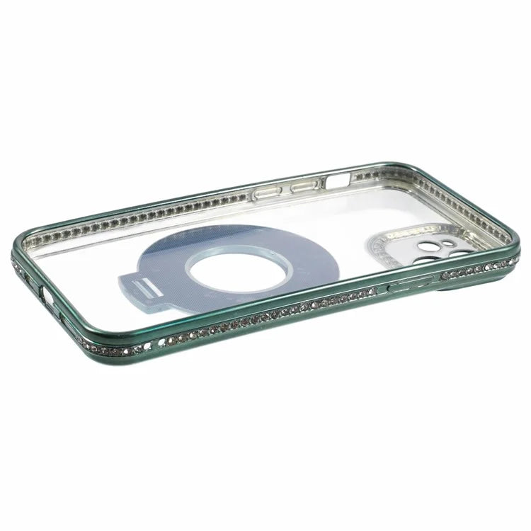 For iPhone 11 Scratch-Proof Case Rhinestones Lens Frame Ring Kickstand Protective Cover