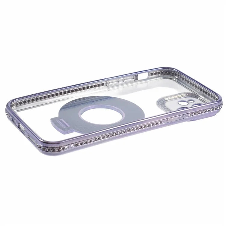 Fo iPhone 11 Scratch-Proof Case Rhinestones Lens Frame Ring Kickstand Protective Cover