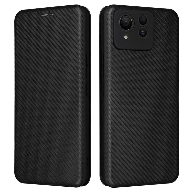 For Asus Zenfone 11 Ultra 5G Leather Case Carbon Fiber Texture Stand Magnetic Phone Cover