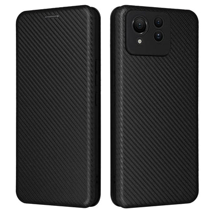 For Asus Zenfone 11 Ultra 5G Leather Case Carbon Fiber Texture Stand Magnetic Phone Cover