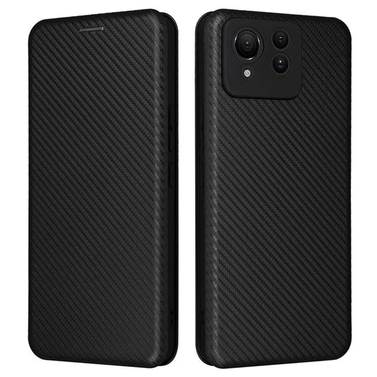 For Asus Zenfone 11 Ultra 5G Leather Case Carbon Fiber Texture Stand Magnetic Phone Cover