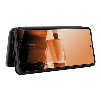 For Asus Zenfone 11 Ultra 5G Leather Case Carbon Fiber Texture Stand Magnetic Phone Cover