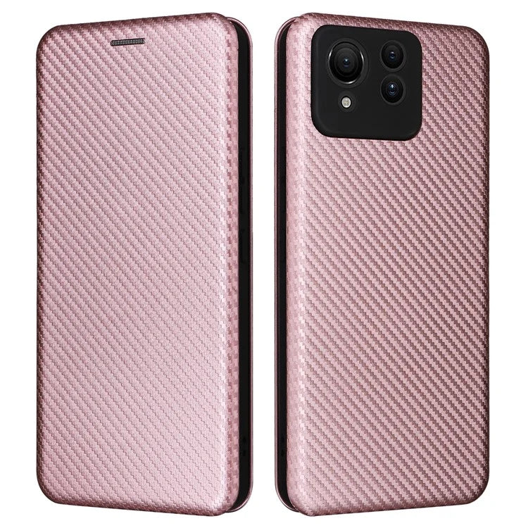 For Asus Zenfone 11 Ultra 5G Leather Case Carbon Fiber Texture Stand Magnetic Phone Cover