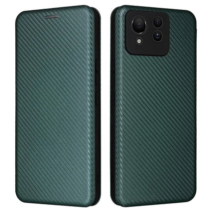 For Asus Zenfone 11 Ultra 5G Leather Case Carbon Fiber Texture Stand Magnetic Phone Cover
