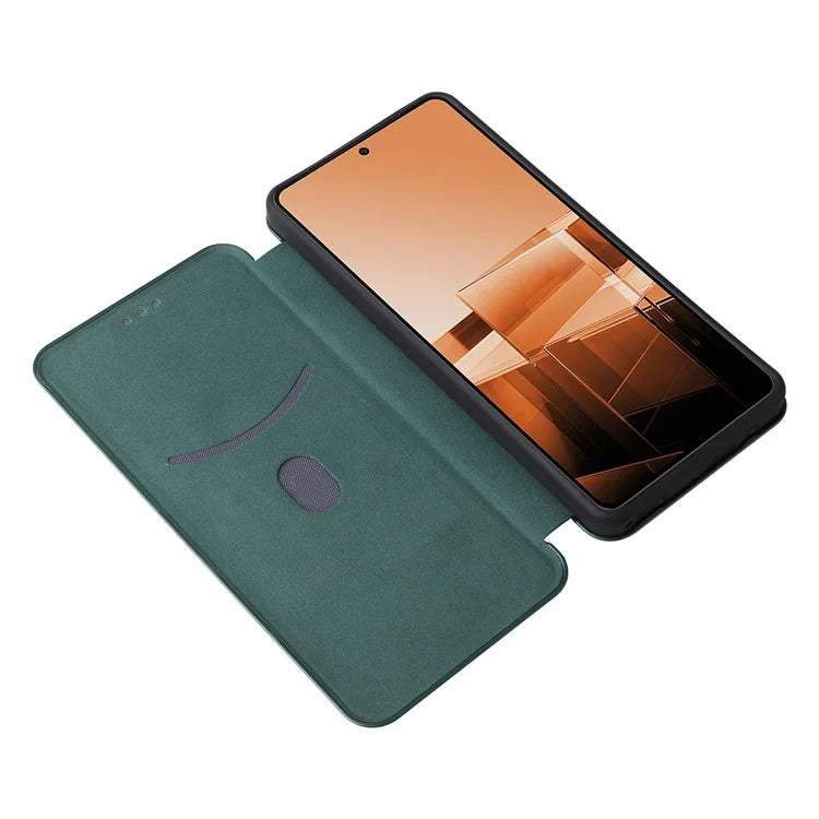 For Asus Zenfone 11 Ultra 5G Leather Case Carbon Fiber Texture Stand Magnetic Phone Cover