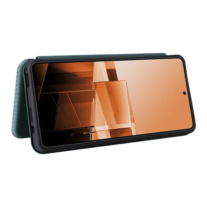 For Asus Zenfone 11 Ultra 5G Leather Case Carbon Fiber Texture Stand Magnetic Phone Cover