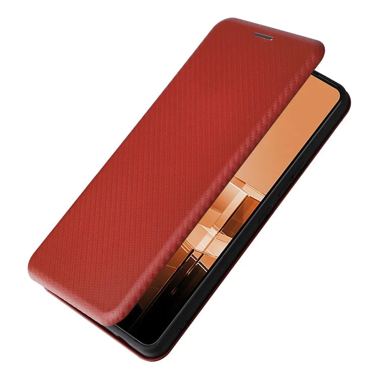 For Asus Zenfone 11 Ultra 5G Leather Case Carbon Fiber Texture Stand Magnetic Phone Cover