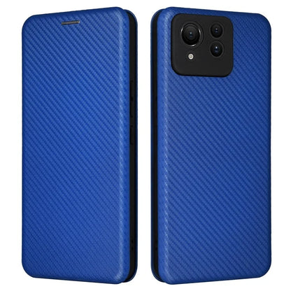 For Asus Zenfone 11 Ultra 5G Leather Case Carbon Fiber Texture Stand Magnetic Phone Cover