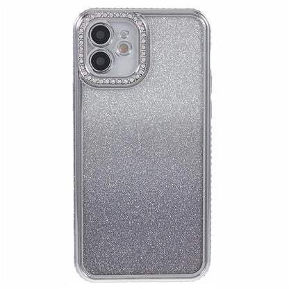 For iPhone 12 Case Scratch-Proof TPU Rhinestone Decor Gradient Phone Shell