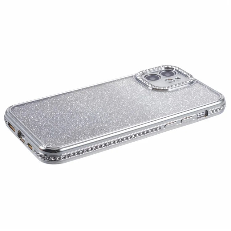 For iPhone 12 Case Scratch-Proof TPU Rhinestone Decor Gradient Phone Shell