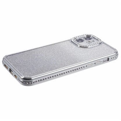 For iPhone 12 Case Scratch-Proof TPU Rhinestone Decor Gradient Phone Shell