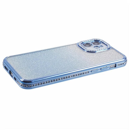 For iPhone 12 Case Scratch-Proof TPU Rhinestone Decor Gradient Phone Shell