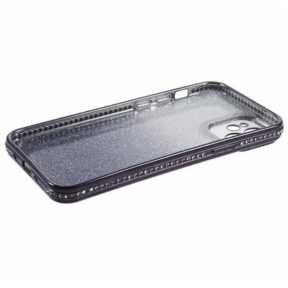 For iPhone 12 Case Scratch-Proof TPU Rhinestone Decor Gradient Phone Shell