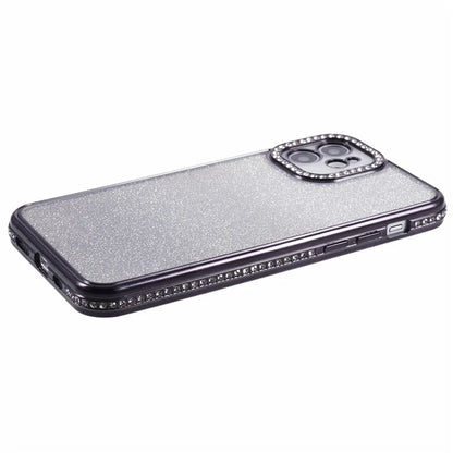 For iPhone 12 Case Scratch-Proof TPU Rhinestone Decor Gradient Phone Shell