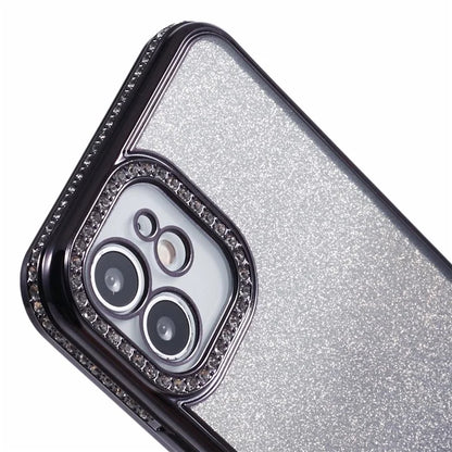For iPhone 12 Case Scratch-Proof TPU Rhinestone Decor Gradient Phone Shell