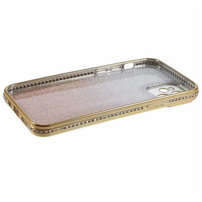 For iPhone 12 Case Scratch-Proof TPU Rhinestone Decor Gradient Phone Shell