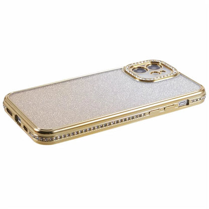 For iPhone 12 Case Scratch-Proof TPU Rhinestone Decor Gradient Phone Shell