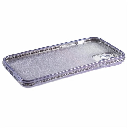 For iPhone 12 Case Scratch-Proof TPU Rhinestone Decor Gradient Phone Shell