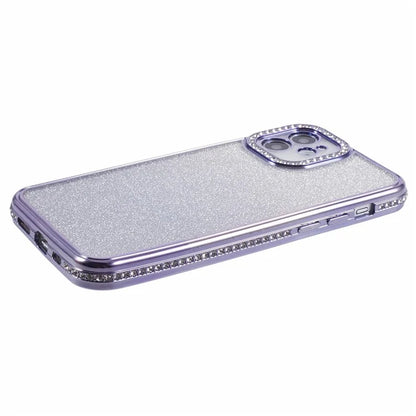For iPhone 12 Case Scratch-Proof TPU Rhinestone Decor Gradient Phone Shell