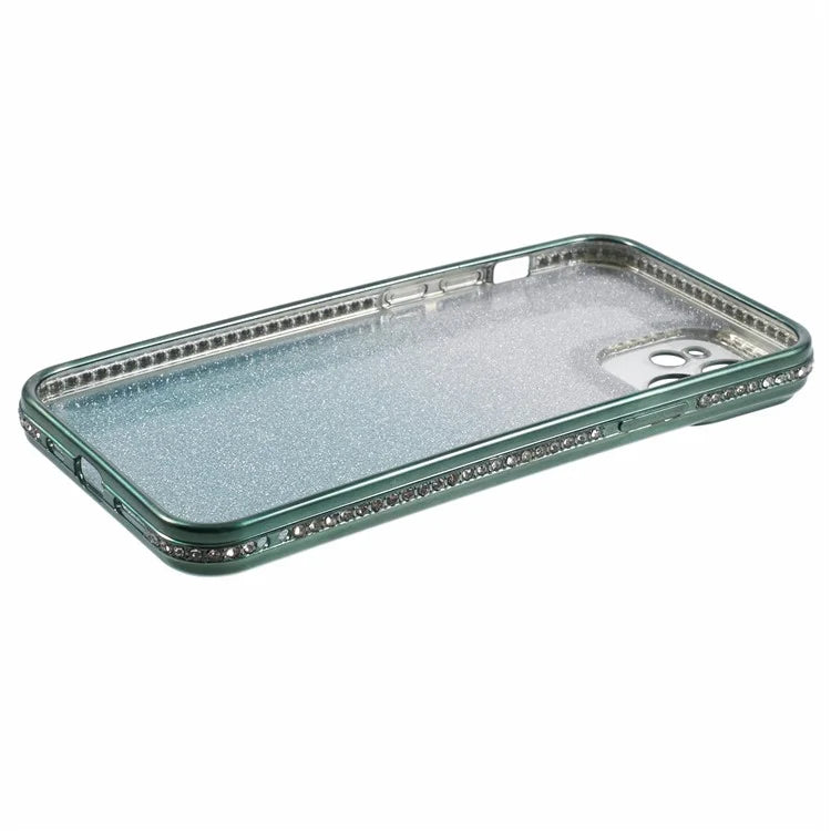 For iPhone 12 Case Scratch-Proof TPU Rhinestone Decor Gradient Phone Shell