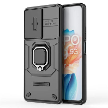 For Oppo A79 5G / A2 5G Case Camera Protection PC+TPU Phone Cover with Ring Kickstand