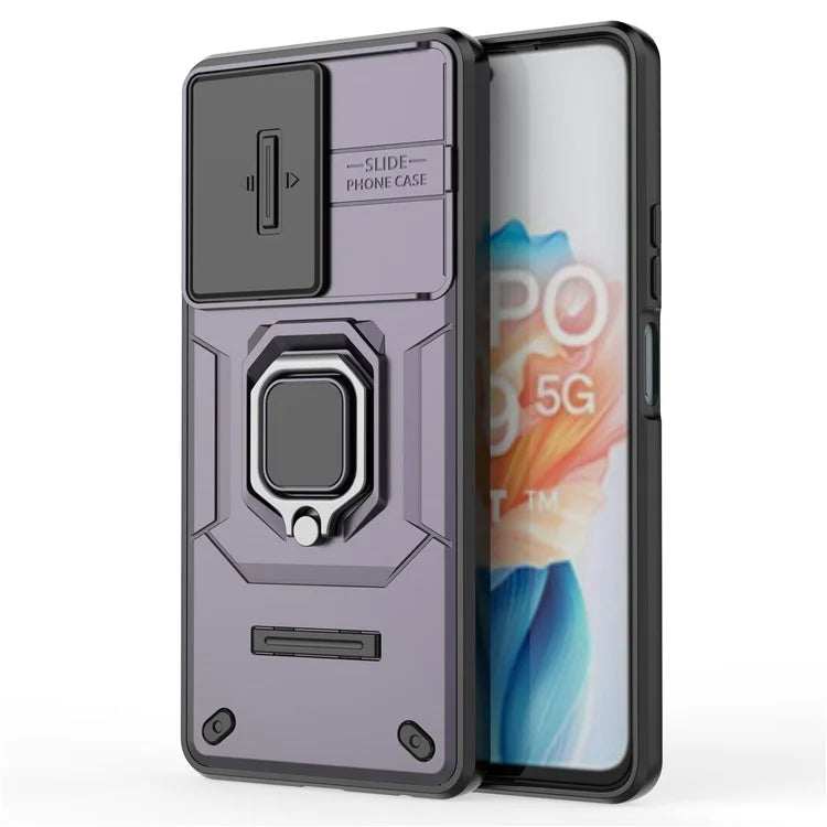 For Oppo A79 5G / A2 5G Case Camera Protection PC+TPU Phone Cover with Ring Kickstand