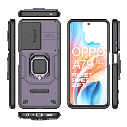 For Oppo A79 5G / A2 5G Case Camera Protection PC+TPU Phone Cover with Ring Kickstand