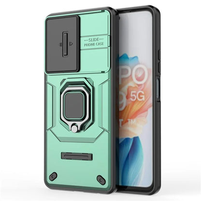 For Oppo A79 5G / A2 5G Case Camera Protection PC+TPU Phone Cover with Ring Kickstand