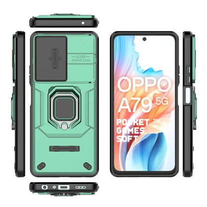For Oppo A79 5G / A2 5G Case Camera Protection PC+TPU Phone Cover with Ring Kickstand