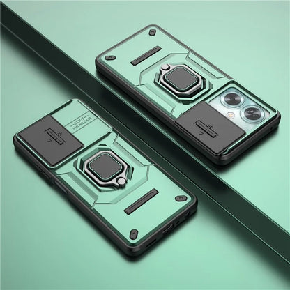 For Oppo A79 5G / A2 5G Case Camera Protection PC+TPU Phone Cover with Ring Kickstand