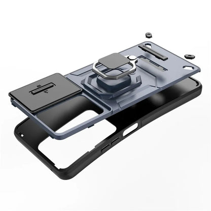 For Oppo A79 5G / A2 5G Case Camera Protection PC+TPU Phone Cover with Ring Kickstand