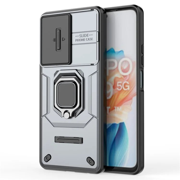 For Oppo A79 5G / A2 5G Case Camera Protection PC+TPU Phone Cover with Ring Kickstand