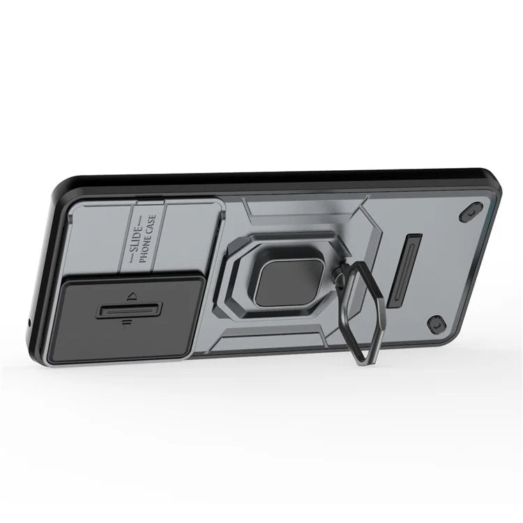 For Oppo A79 5G / A2 5G Case Camera Protection PC+TPU Phone Cover with Ring Kickstand