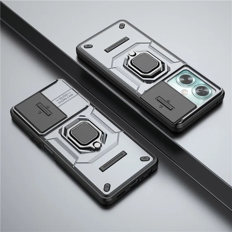 For Oppo A79 5G / A2 5G Case Camera Protection PC+TPU Phone Cover with Ring Kickstand