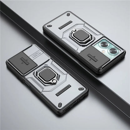 For Oppo A79 5G / A2 5G Case Camera Protection PC+TPU Phone Cover with Ring Kickstand