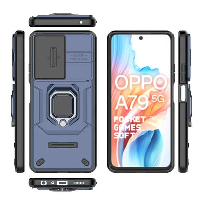 For Oppo A79 5G / A2 5G Case Camera Protection PC+TPU Phone Cover with Ring Kickstand