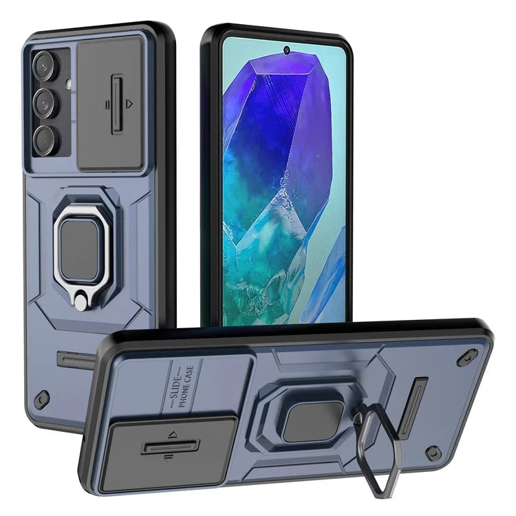 For Samsung Galaxy M55 5G / C55 5G / F55 5G Case PC+TPU Phone Protector with Slide Camera Cover
