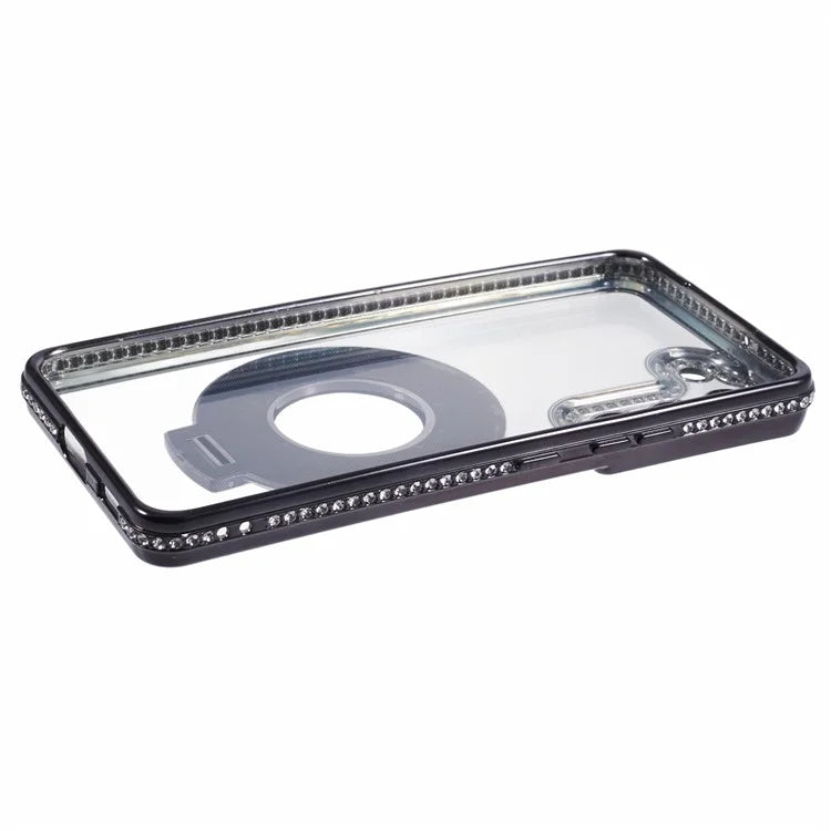 For Samsung Galaxy S23+ Case TPU Rhinestones Decor PC Ring Kickstand Protective Shell